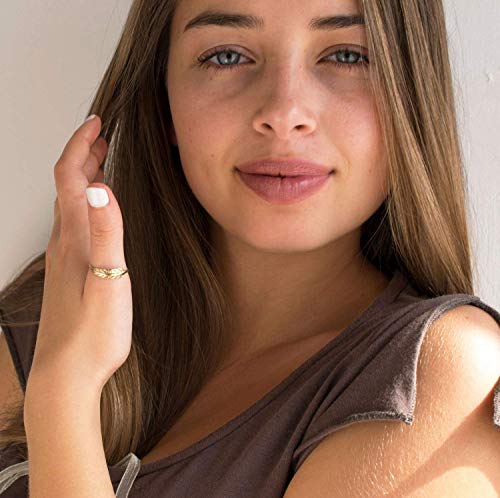 14K Gold Feather Ring - 14K Solid Yellow Gold Dainty Boho Feather Ring, Unique Minimalist Thin Ring, Bohemian Simple Minimal Delicate Jewelry, Handmade Birthday Gift for Women