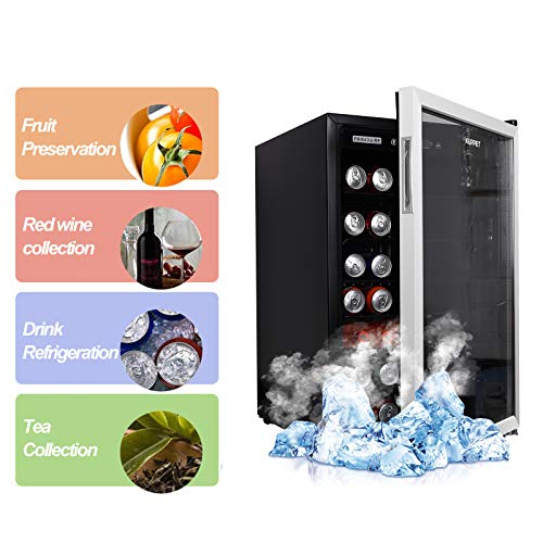 KUPPET 150-Can Beverage Cooler and Refrigerator, Small Mini Fridge for Home, Office or Bar with Glass Door and Adjustable Removable Shelves,Perfect for Soda Beer or Wine, Stainless Steel, 4.5 Cu.Ft.