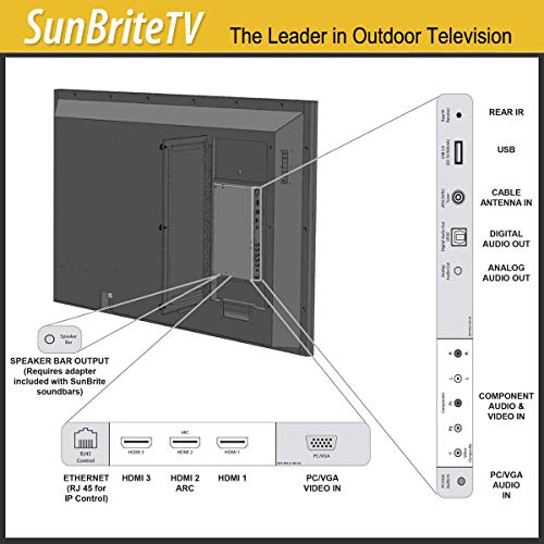 SunBriteTV Weatherproof Outdoor 65-Inch Veranda (2nd Gen) 4K UHD HDR LED Television - SB-V-65-4KHDR-BL Black