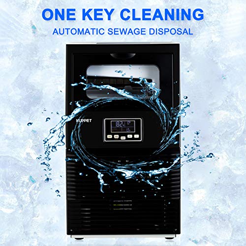 KUPPET Commercial Ice Machine, Freestanding Automatic Portable Ice Cube Machine, for Restaurants/Bars/Homes/Offices, 88 LBS/24H, Stainless Steel