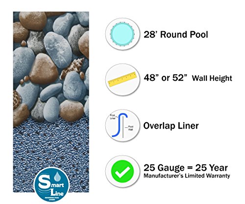 Smartline Rock Island 28ft Round Liner Overlap Style 25 Gauge Virgin Vinyl For Steel Sided Above-Ground Swimming Pools