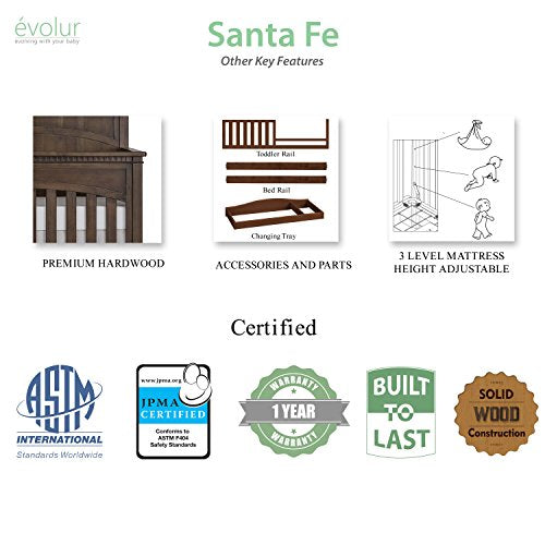 Evolur Santa Fe 5 in 1 Convertible Crib, Distress Navy
