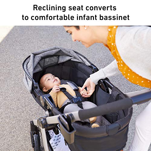 Graco Modes Pramette Travel System-Baby Stroller w/ True Bassinet, Extra Storage, Child Tray & SnugRide 35 Infant Car Seat, Ontario