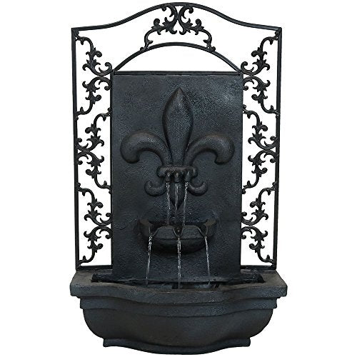 Sunnydaze French Lily Outdoor Wall Water Fountain Wall Mounted Fountain Lead Finish 33"