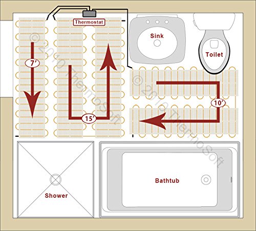 180 sq.ft. 240-Volt. Ceramic & Stone Tile Electric Floor Heating Kit w/Honeywell Floor Thermostat and Installation Alarm, (120 ft. x 1.5 ft.)