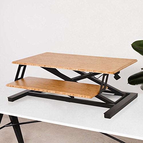 Cooper Standing Desk Converter - 35" Bamboo Height-Adjustable Workspace (Bamboo)