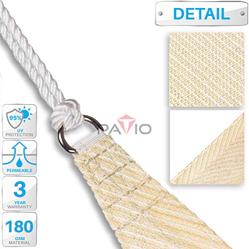 Patio Paradise 18' x 24' x 30' Sun Shade Sail with 8 inch Hardware Kit, Beige Right Triangle Canopy Durable Shade Fabric Outdoor UV Shelter - 3 Year Warranty - Custom