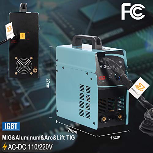 150Amp MIG Wire Welder,110V&220V AC-DC MIG&ARC&Aluminum Gas And Wire No Gas Inverter Multi-Process Welding Machine With Lcd Display Inverter Portable