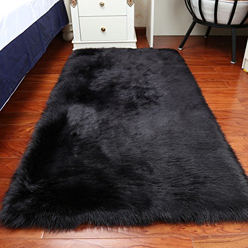 Meng Ge Luxury Soft Faux Sheepskin Fur Area Rugs for Bedside Floor Mat Plush Sofa Cover Seat Pad for Bedroom