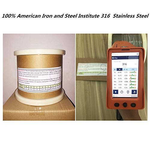 Ingpro T316 Stainless Steel Cable 1/8" Aircraft Wire Rope for Deck Cable Railing Kit, (7x7 800FT),Corrosion Resistance Grade