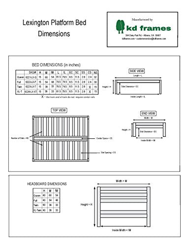 KD Frames 6223-LX-T Lexington Platform Bed, Twin, Unfinished
