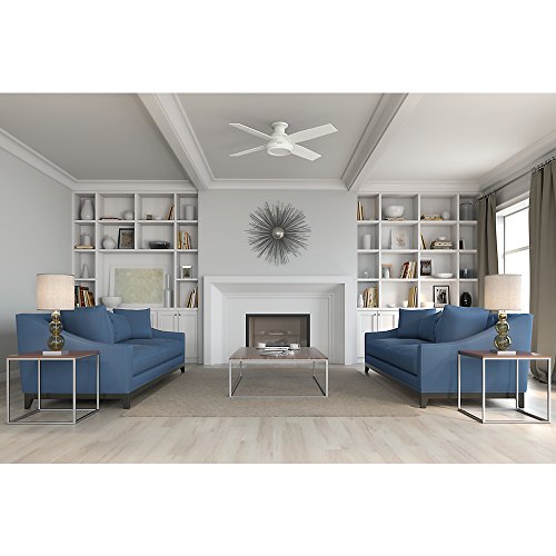 Hunter Indoor Low Profile Ceiling Fan, with remote control - Dempsey 52 inch, White, 59248