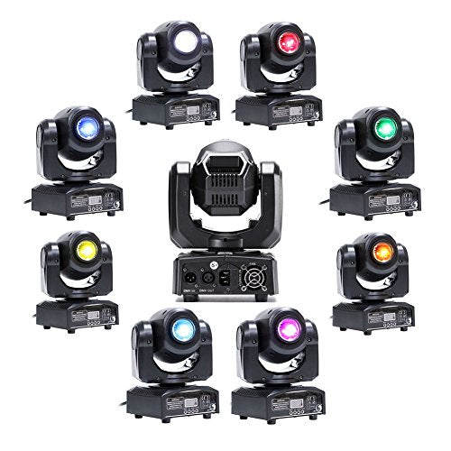 50W Moving Head Stage Lights, U`King Portable LED 8 Gobo 8 Pattern Spotlight by DMX 512 Control 9/11 Channel for Disco Party Lights Shows - 4 Pack