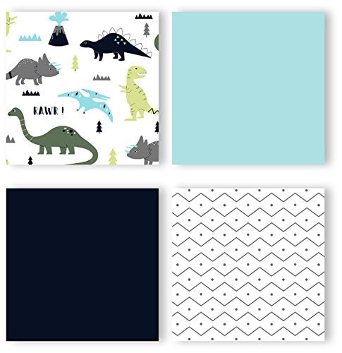 Navy Blue and Green Modern Dinosaur Baby Boys or Girls 11 Piece Crib Bedding Set