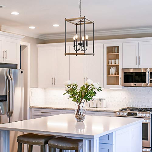 KSANA Farmhouse Foyer Lighting Entryway Chandeliers for Dining Rooms Kitchen Island, Stairway, W14 xH23.5, Brown