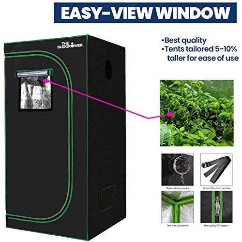 The Bud Grower Complete Indoor Grow Kit with Fan, Soil, 24"x24"x60" Hut - Everything You Need to Grow Plants Inside