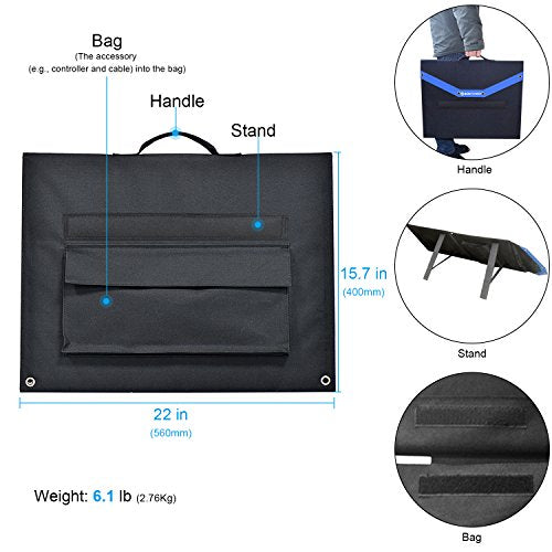 ACOPOWER 80W Foldable Solar Panel, 12V Portable Solar Kit with 10A LCD Charge Controller in Suitcase