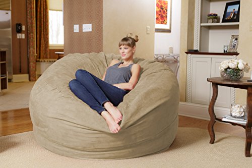 Chill Sack Bean Bag Chair: Giant 6' Memory Foam Furniture Bean Bag - Big Sofa with Soft Micro Fiber Cover, Pink Furry