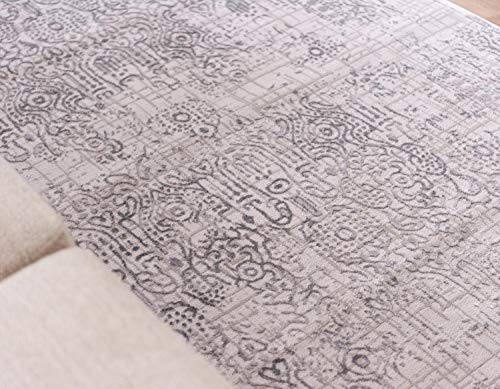 Unique Loom Aberdeen Collection Tone-on-Tone Traditional Textured Vintage Gray Area Rug (8' 0 x 10' 0)