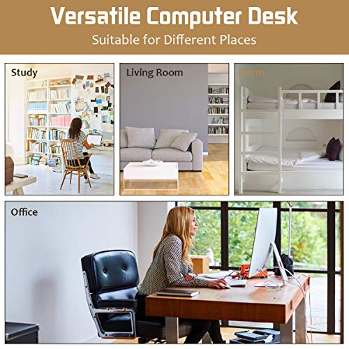 Tangkula 59 Inches Computer Desk, Wood Executive Desk Home Office Desk with Storage Drawers & Cabinet, Writing Study Table Computer Workstation, PC Laptop Desk for Bedroom & Office (Natural)