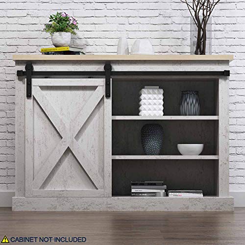 EaseLife 42in x 84in Sliding Barn Door Slab and 8FT Sliding Track Hardware Kit & Handle Included,Unfinished Barn Door Panel,K-Frame,Coffee