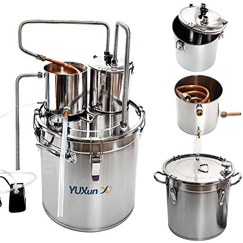 13 Gal 50L Alcohol Distiller Moonshine Still Copper Tube Still Kits Boiler Home Brewing Kit with Thumper Keg Stainless Steel (13Gal / 50L)