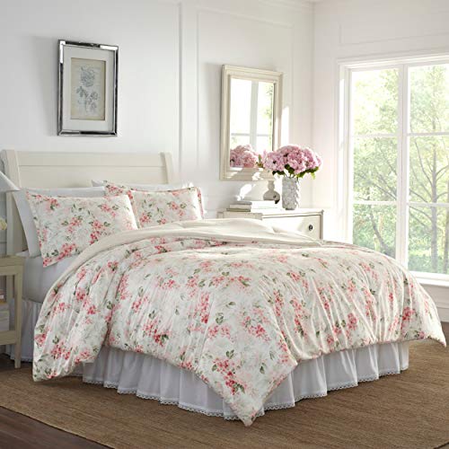 Laura Ashley Wisteria Collection Luxury Ultra Soft Comforter, All Season Premium Bedding Set, Stylish Delicate Design for Home Décor, King, Blush