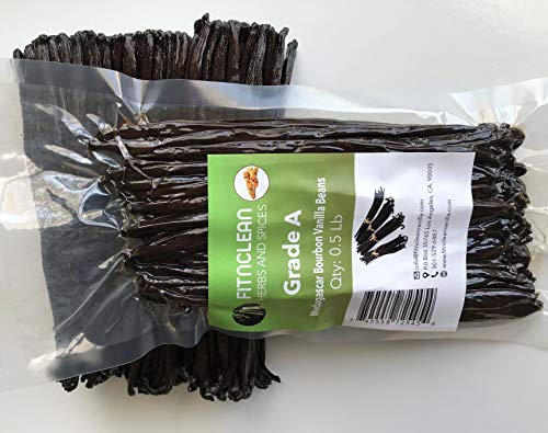1 Lb Madagascar Vanilla Beans Grade A Bourbon| By the Weight (1 Pound) Bulk 6"-8" for Extract and Cooking by FITNCLEAN VANILLA| 16 Ounces Fresh NON-GMO Whole Gourmet Pods