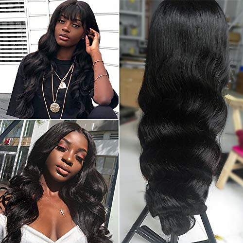Lace Front Human Hair Wigs for Women Pre Plucked Hairline 150% Denisty Brazilian Body Wave Lace Front Wigs with Baby Hair Natural Color (24Inch)