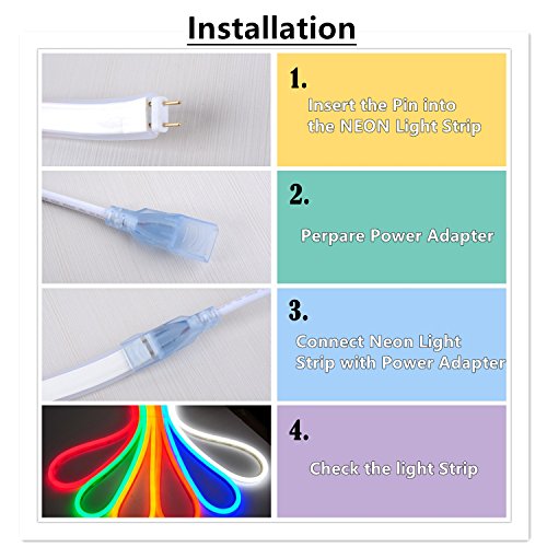 LED NEON Light IEKOV AC 110-120V Flexible Strip120 LEDs/M Dimmable Waterproof 2835 SMD LED Rope Remote Controller 98.4ft/30m