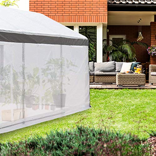 Abba Patio 10 x 20-Feet Large Walk in Fully Enclosed Lawn and Garden Greenhouse with Windows, White