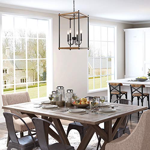 KSANA Farmhouse Foyer Lighting Entryway Chandeliers for Dining Rooms Kitchen Island, Stairway, W14 xH23.5, Brown