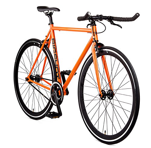 Big Shot Bikes Havana Orange Fixie Track Bike Fixed Gear for Men & Women Rider Height 5'2" to 5'7" Small