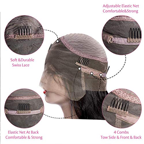 Lemoda Brazilian Straight Hair 360 Lace Frontal Wig 150% Density Virgin Human Hair With Baby Hair Nature Color for Black Women 22 Inch