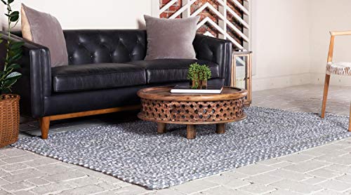 Unique Loom Braided Chindi Collection Casual Modern Gray Area Rug (8' 0 x 10' 0)