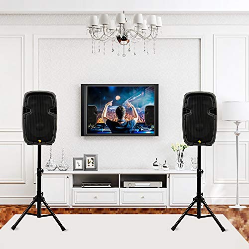 La fete Dual 2-Way 10'' 1600 Watt Powered PA Speaker System, Portable DJ Speaker with Active + Passive Speakers, 2 Speaker Stands, Microphone, Bluetooth, USB/SD Card, FM Radio, Remote Control