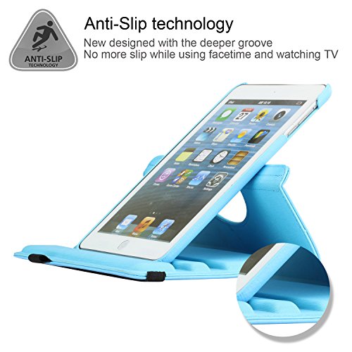 Thilon PU Leather 360 Degree Rotating Auto Sleep / Wake up Stand Case for Apple for iPad Mini 1/2/3, Brown