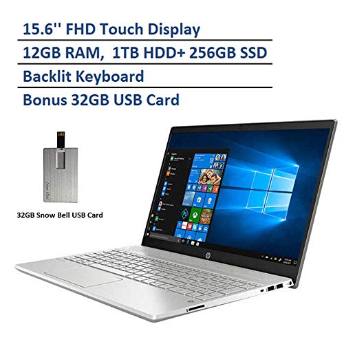 2020 HP Pavilion 15.6 Inch Touchscreen Laptop Intel Core i7-1065G7 12GB DDR4 RAM Windows 10 Grey 32GB Card