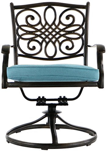 Hanover Traditions 9Pc Cast Aluminum Outdoor Patio Dining Set, 8Swivel Rocker Chairs & 42"x84"Rectangle Table, Red, TRAD9PCSW8-BLU