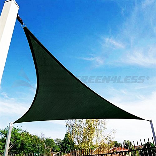 Windscreen4less 23' x 24' x 33.2' Triangle Sun Shade Sail - Solid Green Durable UV Shelter Canopy for Patio Outdoor Backyard Included Free Pad Eyes - Custom Size (3 Year Warranty)