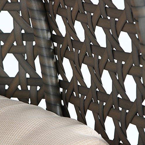 Island Gale Luxury 2 Person Outdoor Patio Hanging Wicker Swing Chair (X-Large, Latte Rattan/Latte Cushion)