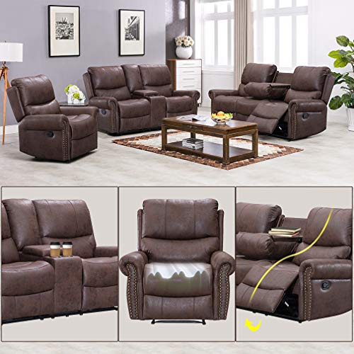 Recliner Sofa For Living Room Set Couch Palomino Fabric Loveseat 3 Seater Home Theater Manual Motion Home Furniture