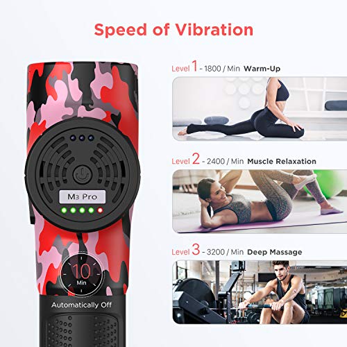 Massage Gun Muscle Neck Back Massager Deep Tissue Percussion Handheld Shoulder Massager Super Quiet Brushless Motor, opove M3 Pro Camouflage Red