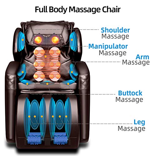 KTN 2020 New Massage Chairs, Zero Gravity Massage Chair, Full Body Massage Chair with Lower-Back Heating, Seat Vibration and Foot Roller (Brown)