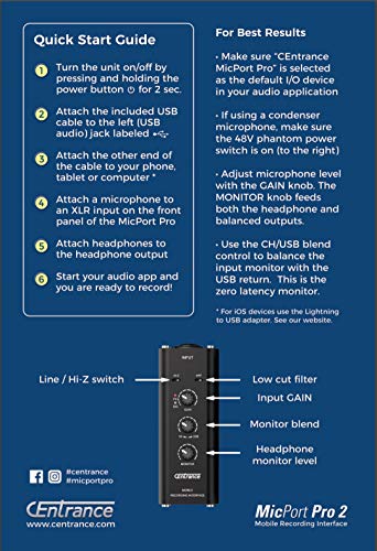 CEntrance Inc. MicPort Pro 2 L Preamp and Mobile Recording Interface with Limiter