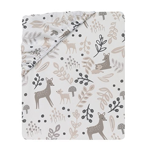 Lambs & Ivy Meadow 3 Piece Crib Bedding Set, Cream/Brown/White