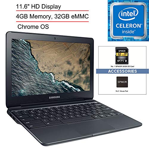 2020 Samsung 11.6in Laptop Computer Intel Celeron N3060 4GB RAM, 32GB Metallic Black Chrome OS 32GB SD Card