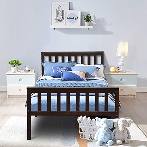 Giantex Deluxe Solid Wood Platform Bed with Headboard Footboard 14 Inch Pine Wooden Mattress Foundation, Wood Slats Great Support