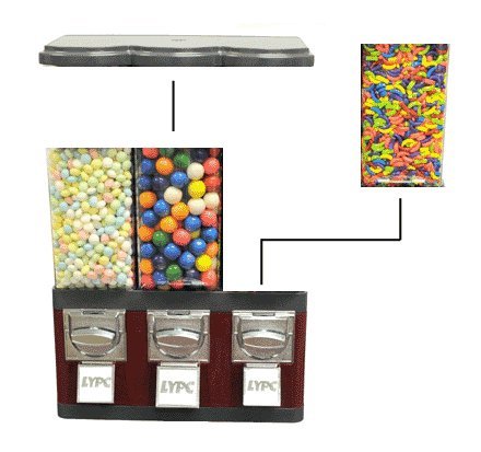 Triple Pod Candy Gumball Vending Machine (Red)