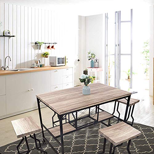 Dporticus 5-Piece Kitchen & Dining Set Kitchen Table and Chairs with Metal Legs